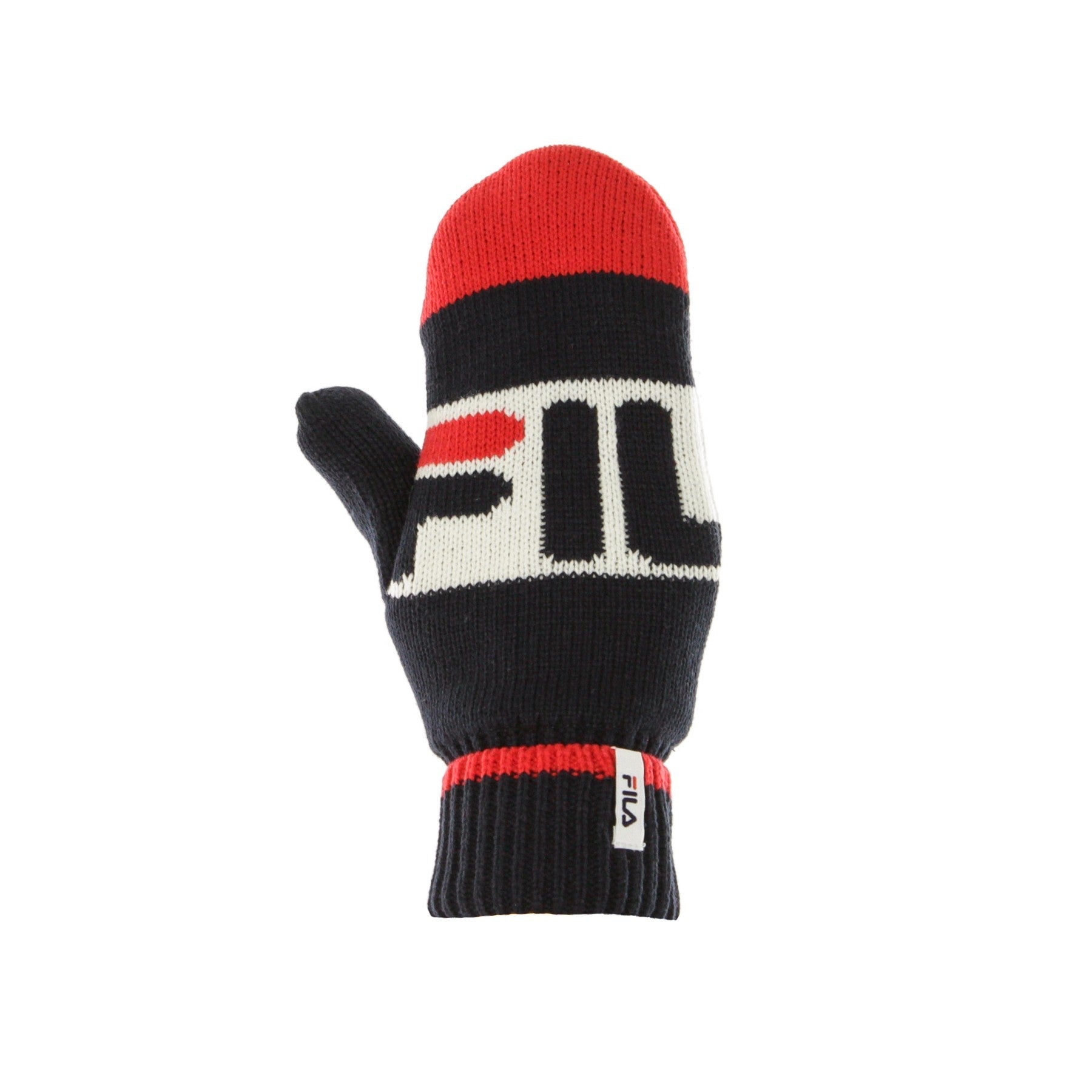 Fila, Guanti Uomo Intarsia Knitted Mittens, Black Iris/true Red/bright White