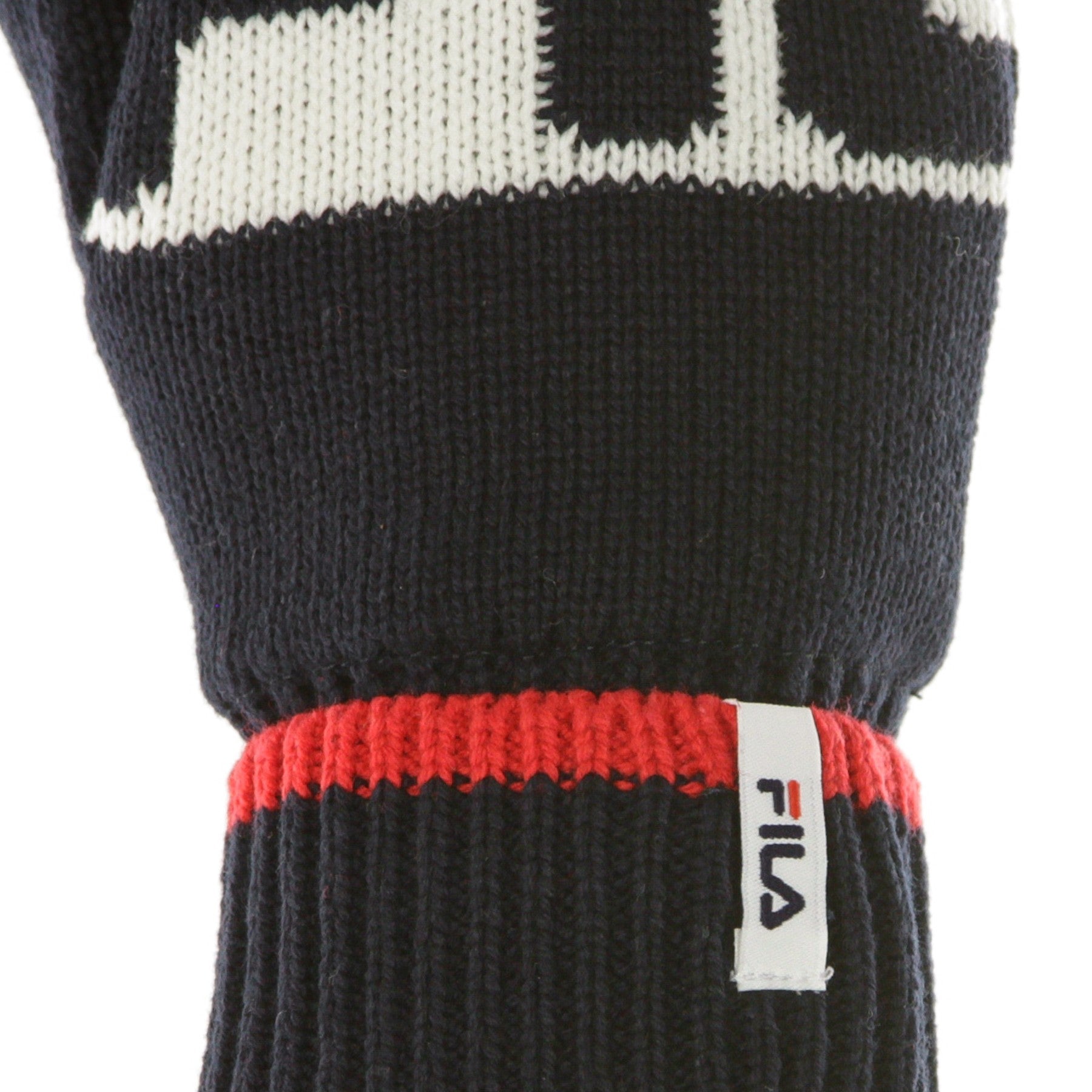 Fila, Guanti Uomo Intarsia Knitted Mittens, Black Iris/true Red/bright White