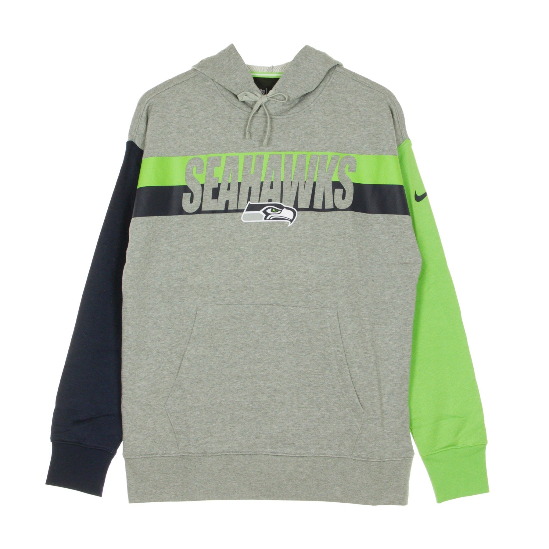 Nike Nfl, Felpa Leggera Cappuccio Uomo Nfl Wordmark Long Sleeve Heritage Hoodie Seasea, Heather Grey/original Team Colors