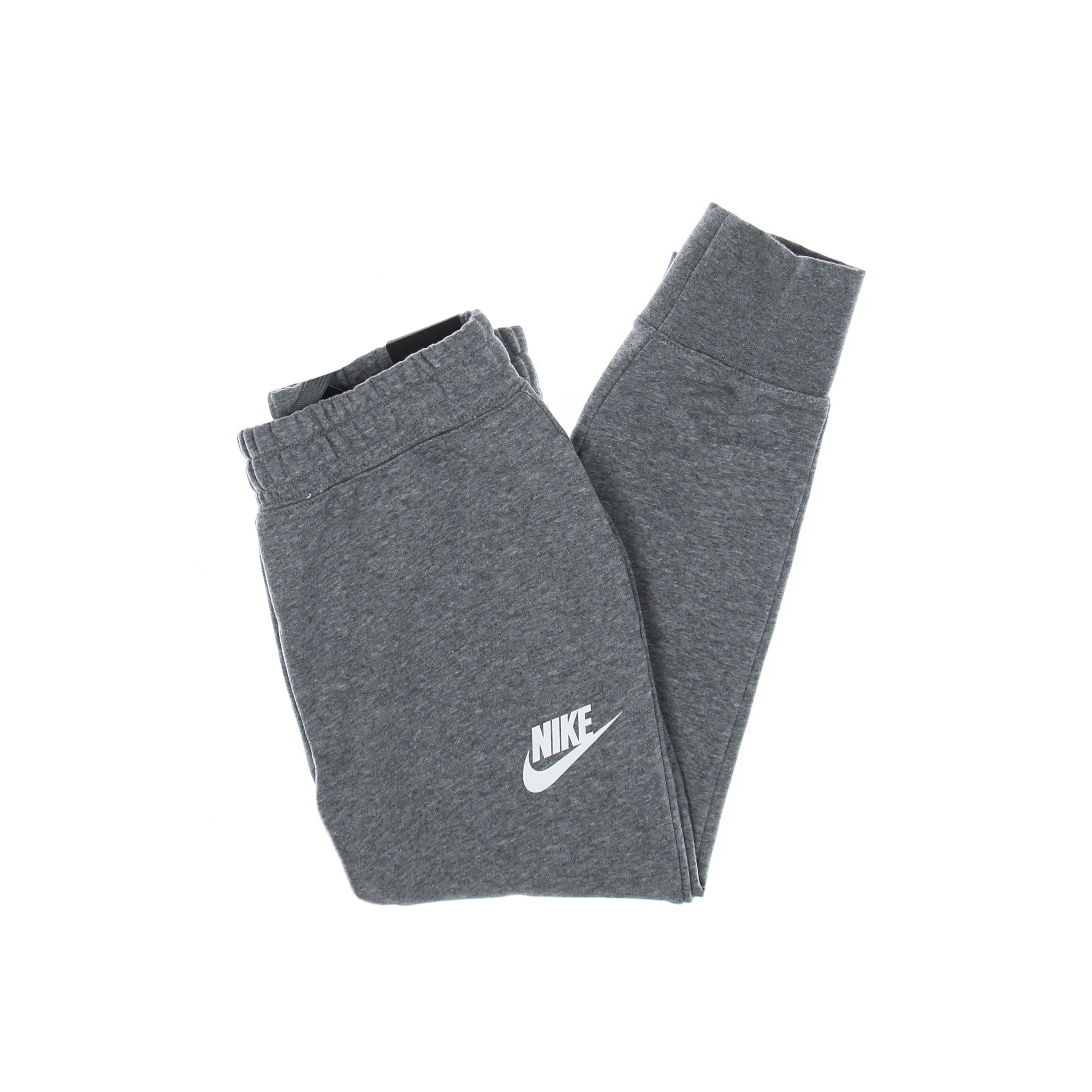 Nike, Pantalone Tuta Leggero Ragazzo Sportswear Club French Terry Hw Fitted Pant, Carbon Heather/white