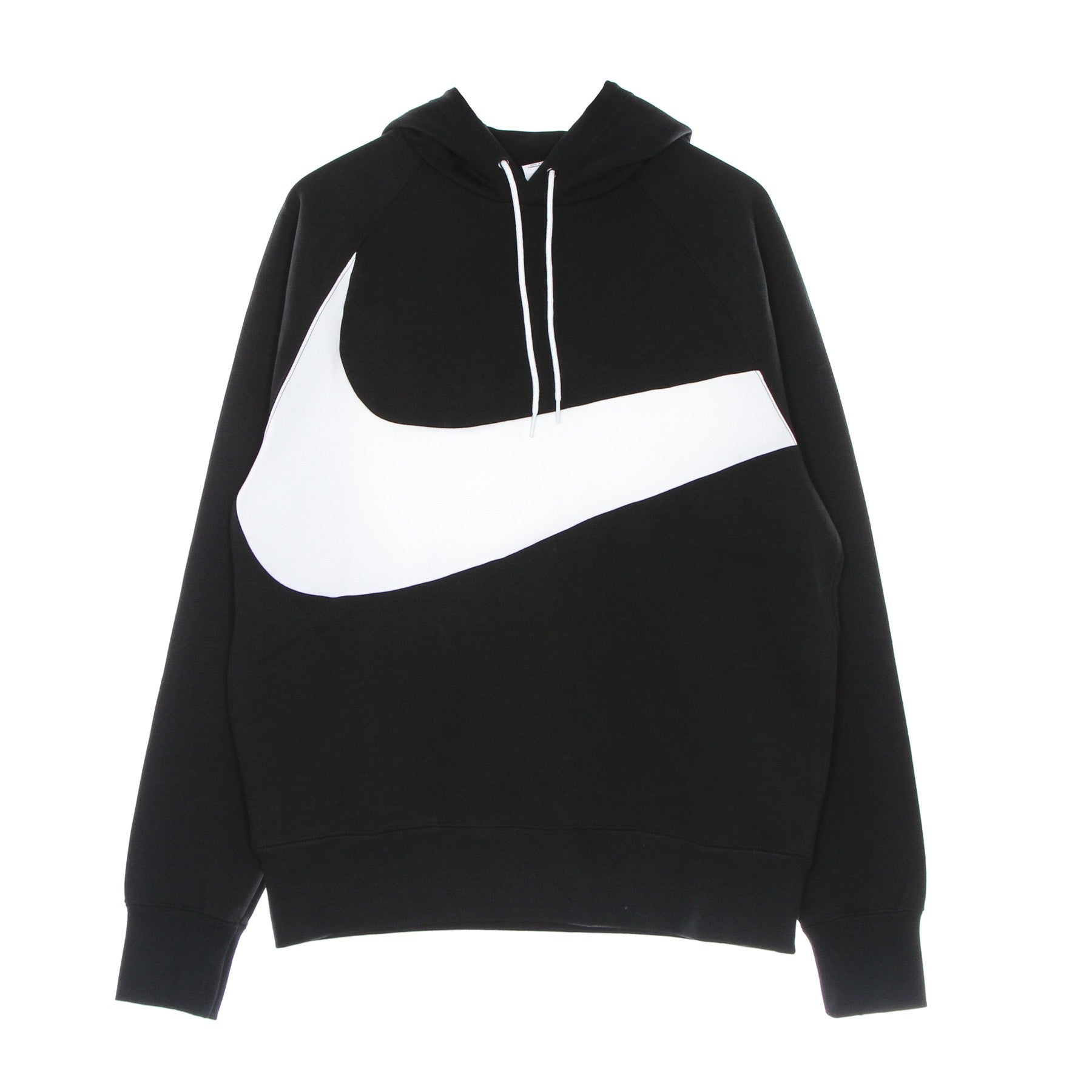 Nike, Felpa Leggera Cappuccio Uomo Swoosh Tech Fleece Pullover Hoodie, Black/white/white