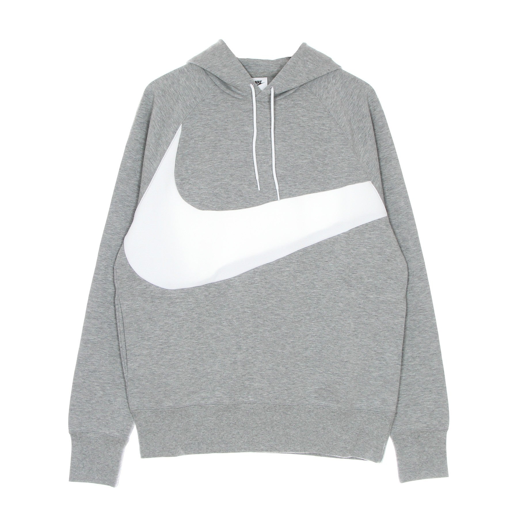 Nike, Felpa Leggera Cappuccio Uomo Swoosh Tech Fleece Pullover Hoodie, Dk Grey Heather/white/white