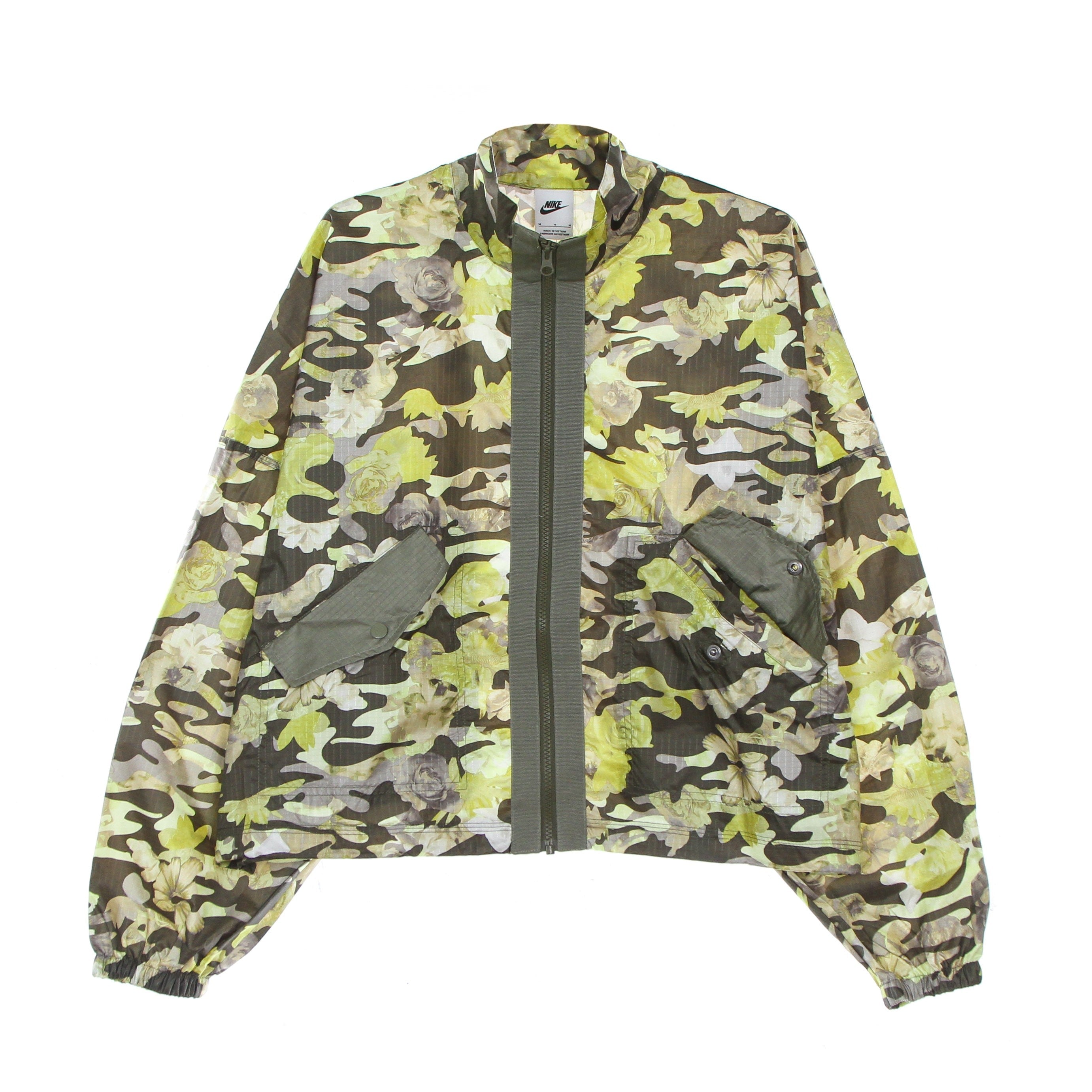 Nike, Giacca Tuta Donna Woven Aop Jacket, Cargo Khaki/light Army/black