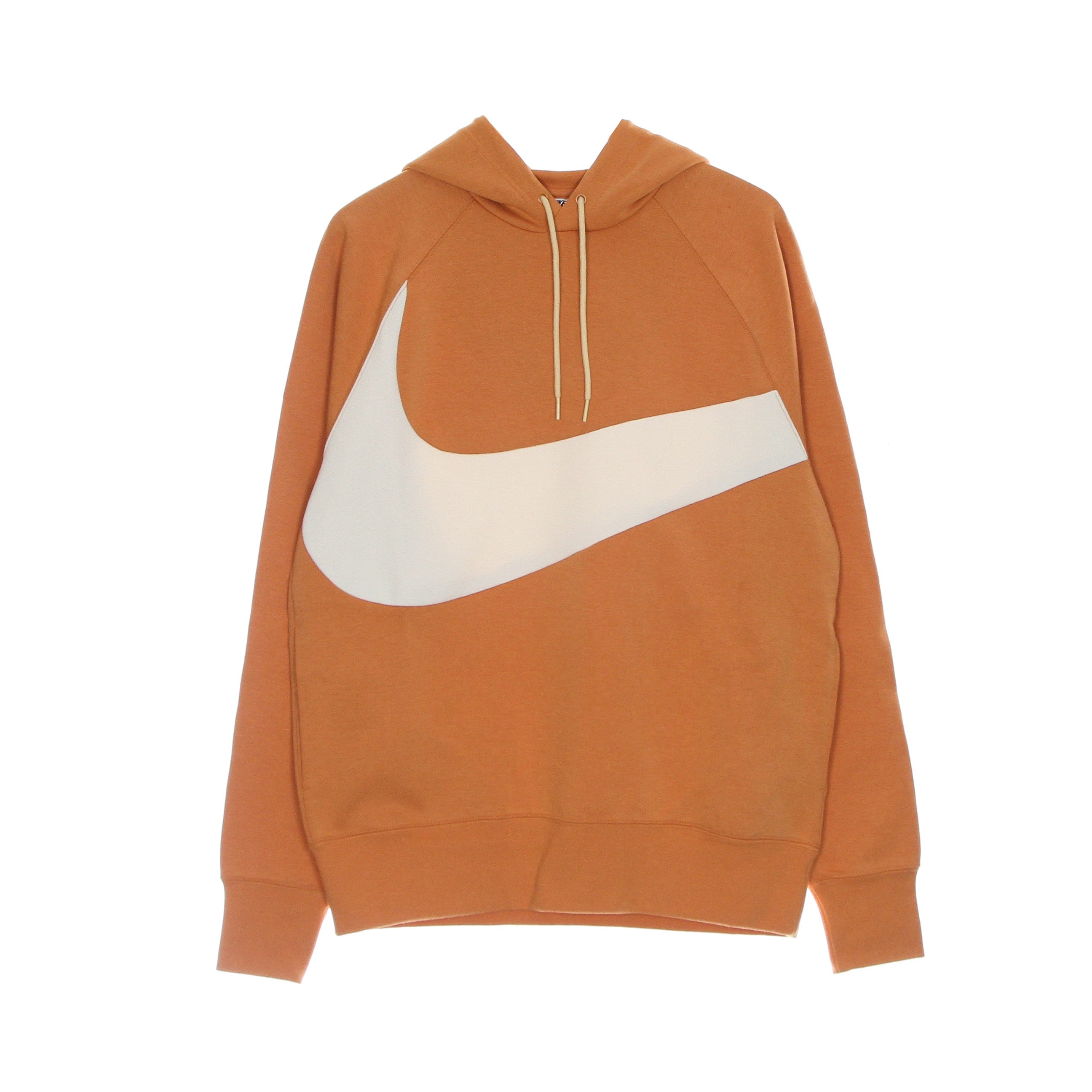 Nike, Felpa Leggera Cappuccio Uomo Swoosh Tech Fleece Pullover Hoodie, Hot Curry/pearl White/canvas