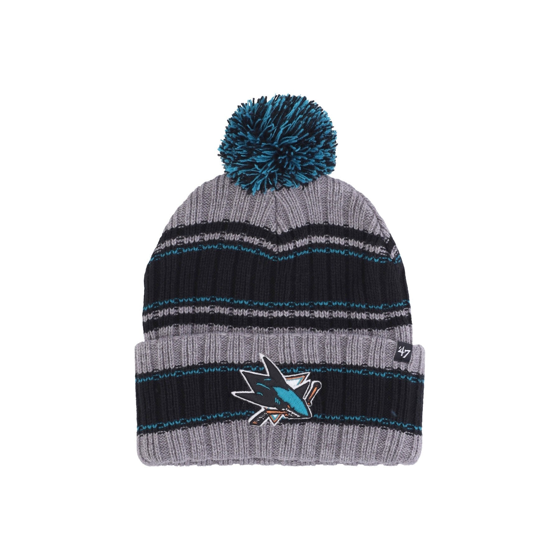 47 Brand, Cappello Pom Pom Uomo Nhl Rexford Cuff Knit Sajsha, Dark Grey Heather