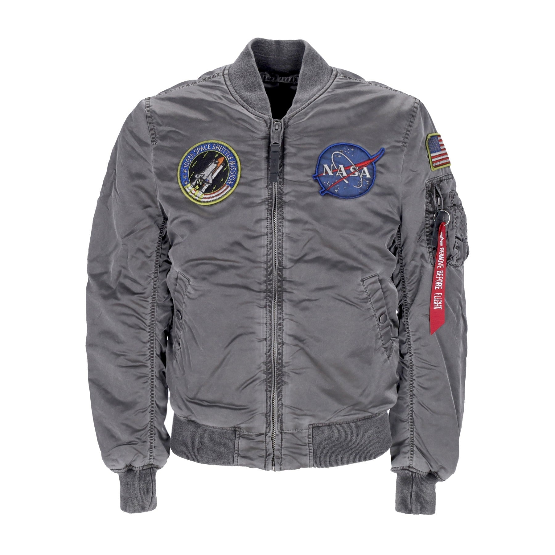 Alpha Industries, Giubbotto Bomber Uomo Ma-1 Vf Nasa Battlewash, Washed Stone