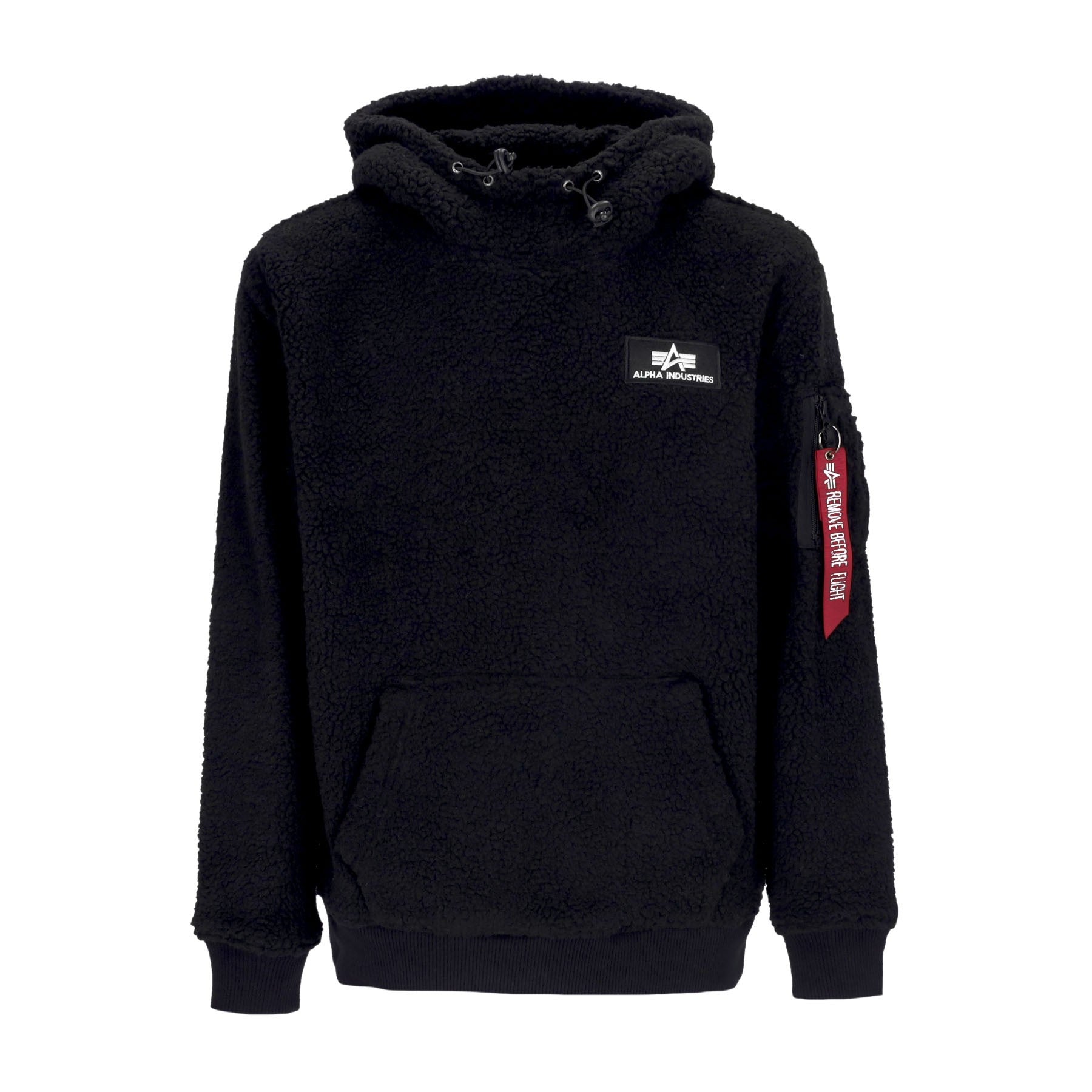 Alpha Industries, Felpa Cappuccio Uomo Teddy Hoodie, Black