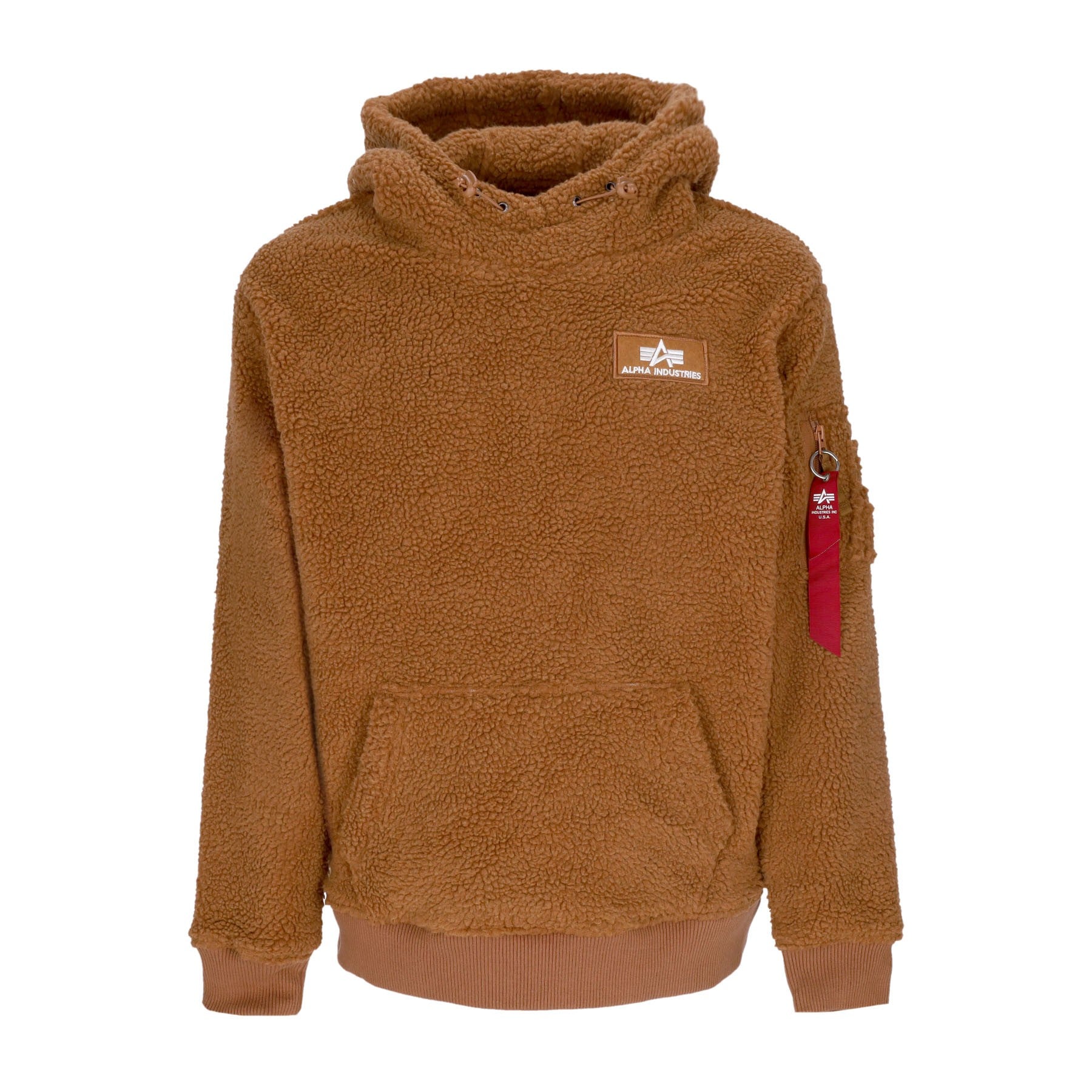 Alpha Industries, Felpa Cappuccio Uomo Teddy Hoodie, Camel