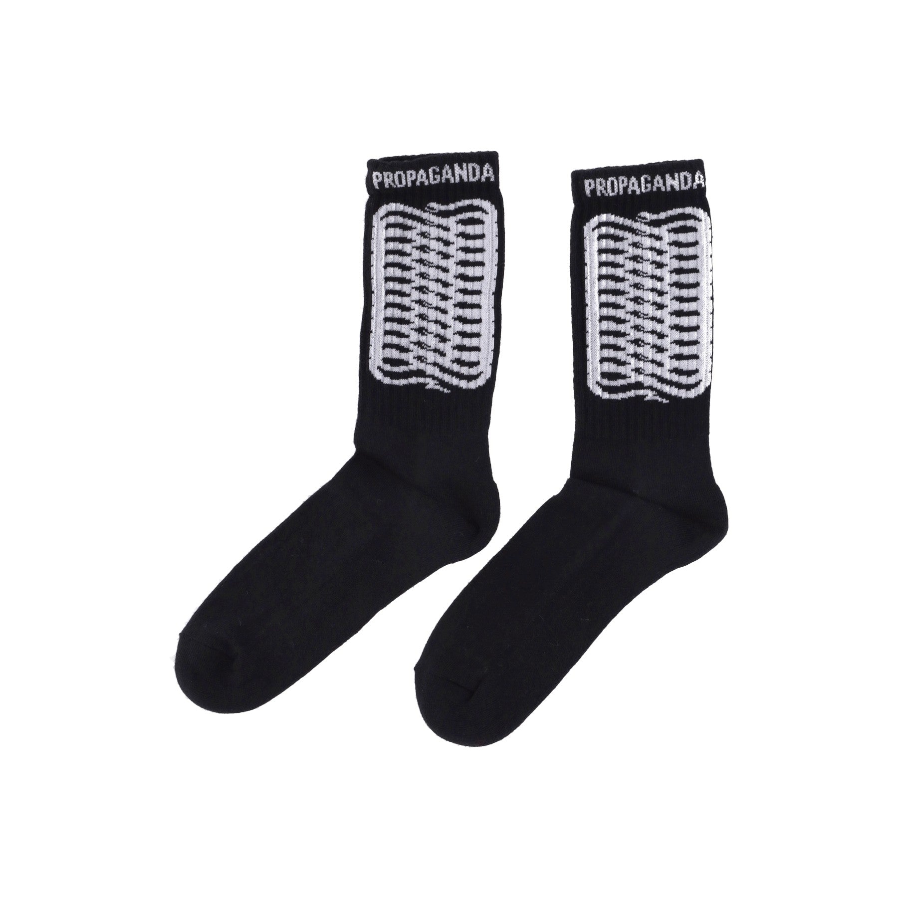 Propaganda, Calza Media Uomo Ribs Socks, Black/white