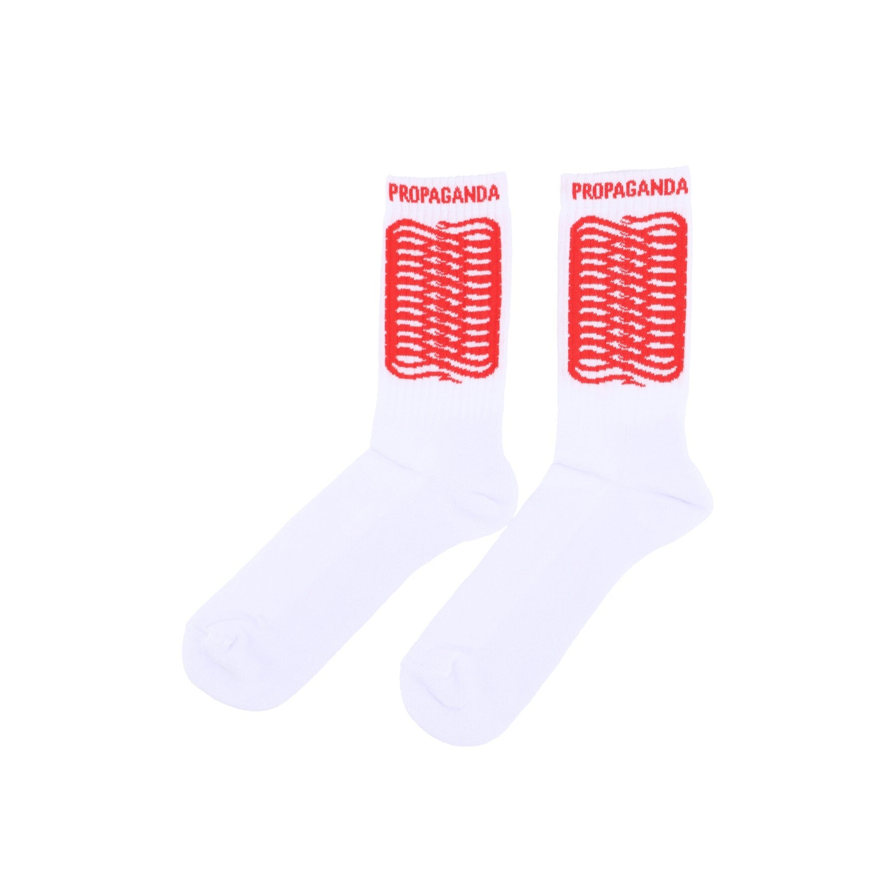 Propaganda, Calza Media Uomo Ribs Socks, White/red