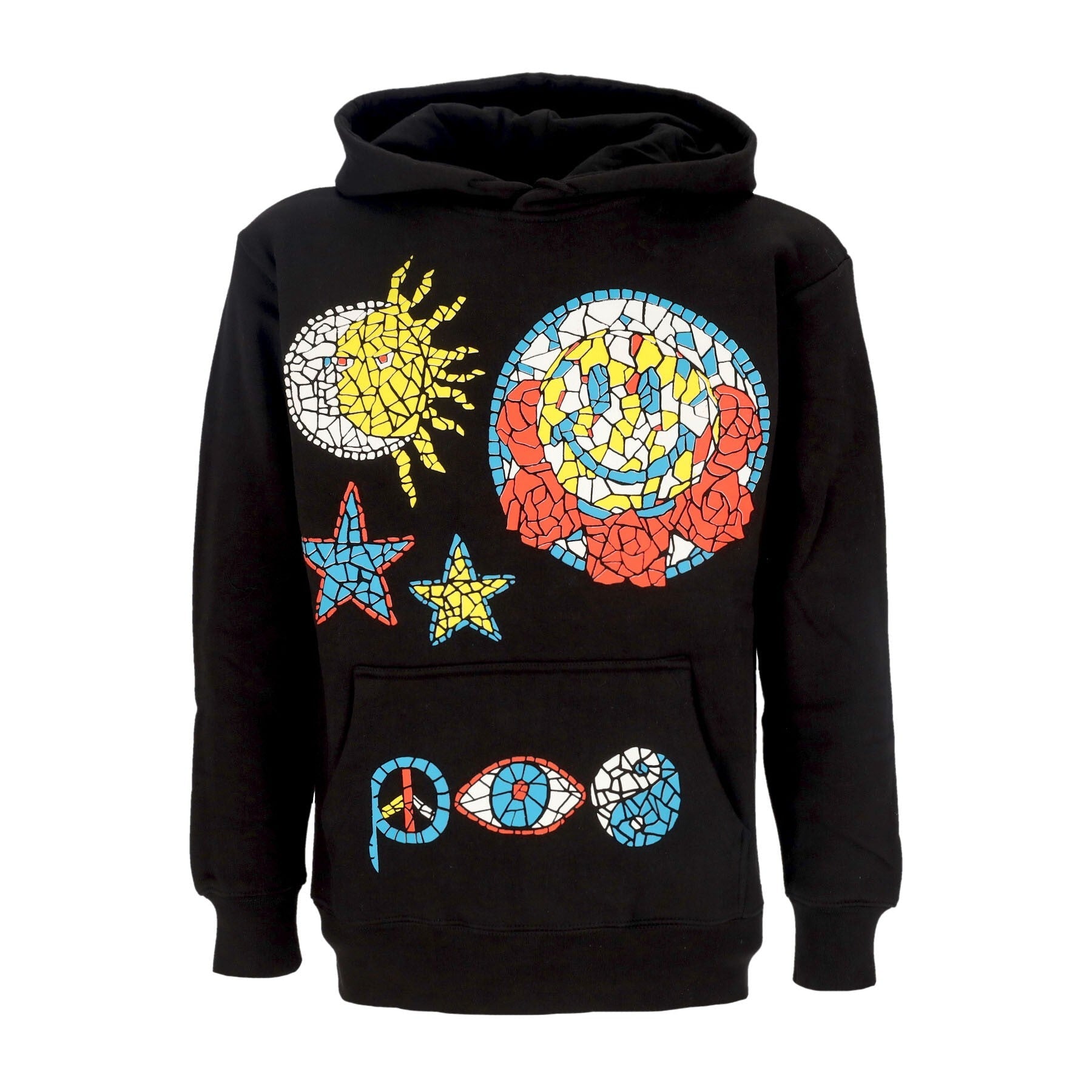 Market, Felpa Cappuccio Uomo Mosaic Hoodie X Smiley, Black