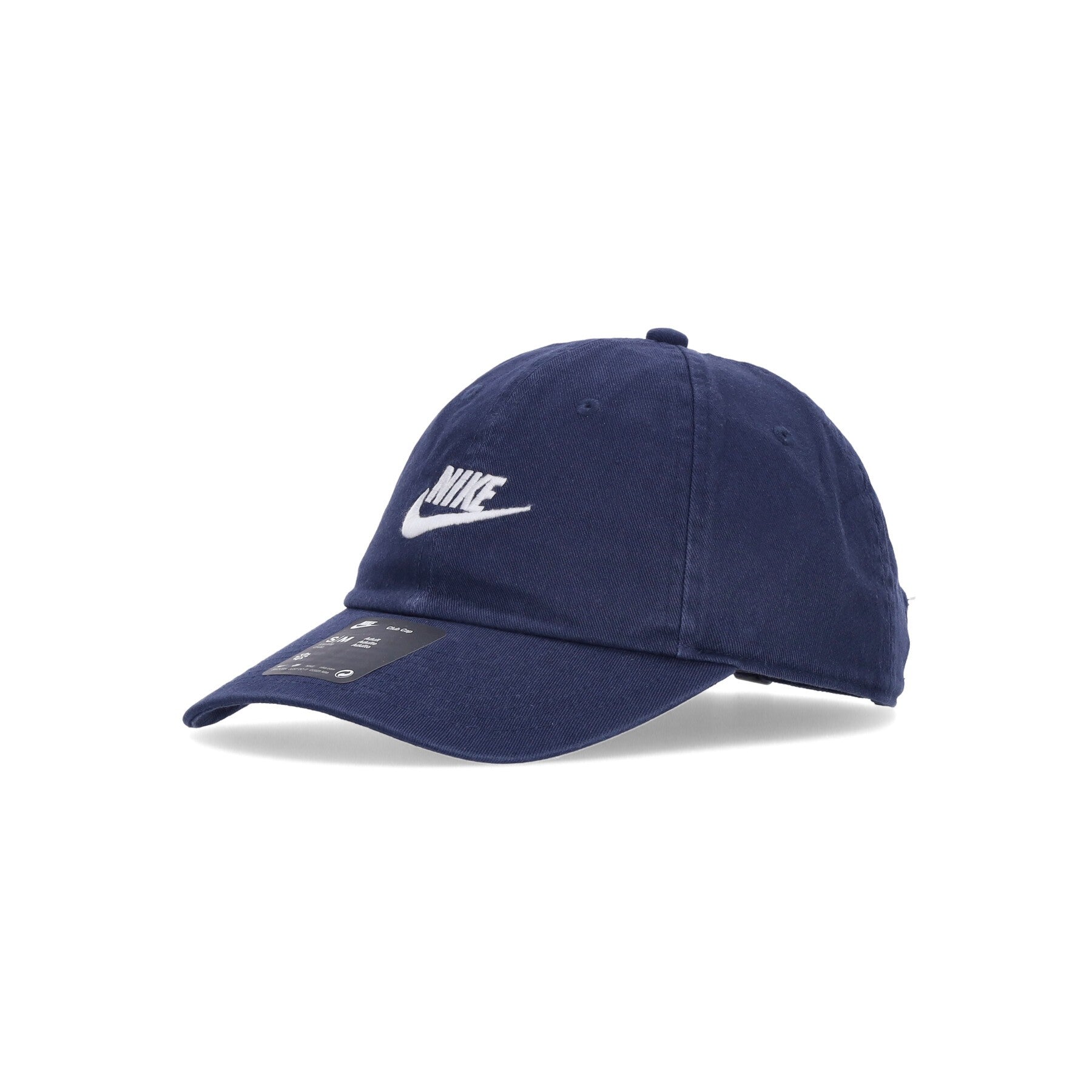 Nike, Cappellino Visiera Curva Uomo Club Futura Wash Cap, Midnight Navy/white