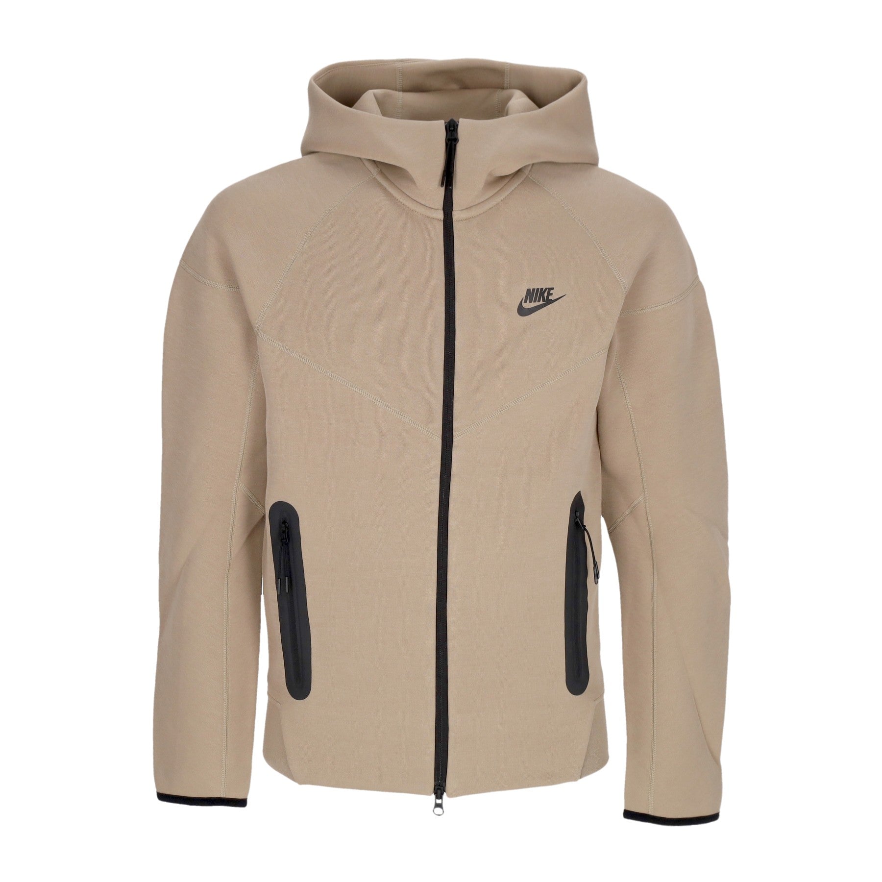 Nike, Felpa Leggera Cappuccio Uomo Tech Fleece Full-zip Windrunner Hoodie, Khaki/black