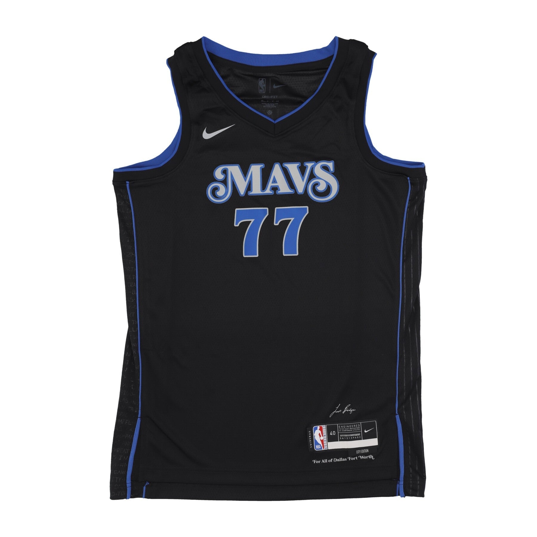 Nike Nba, Canotta Basket Uomo Nba City Edition 2023/24 Swingman Jersey No 77 Luka Doncic Dalmav, Black