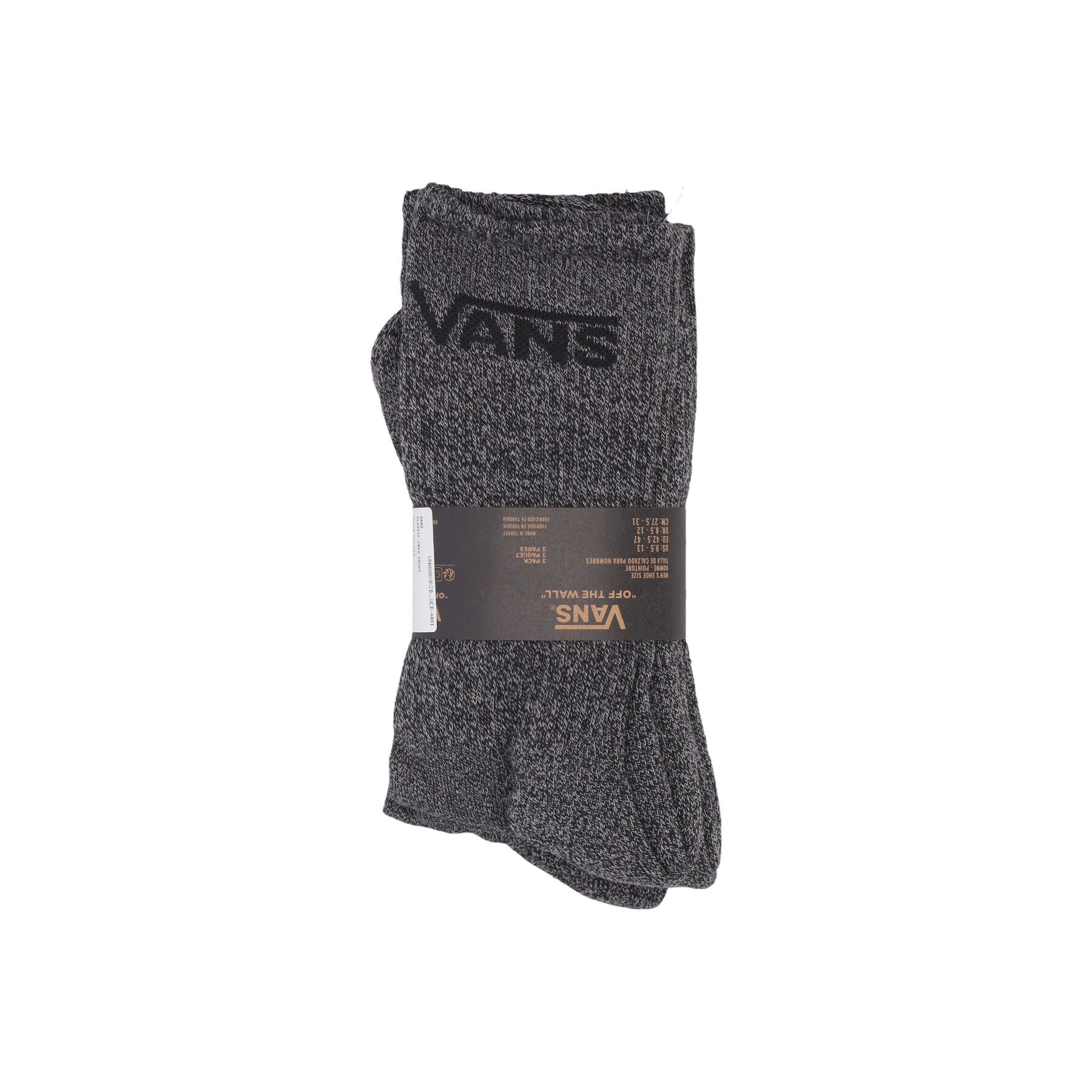 Vans, Calza Media Uomo Classic Crew Socks, Black Heather