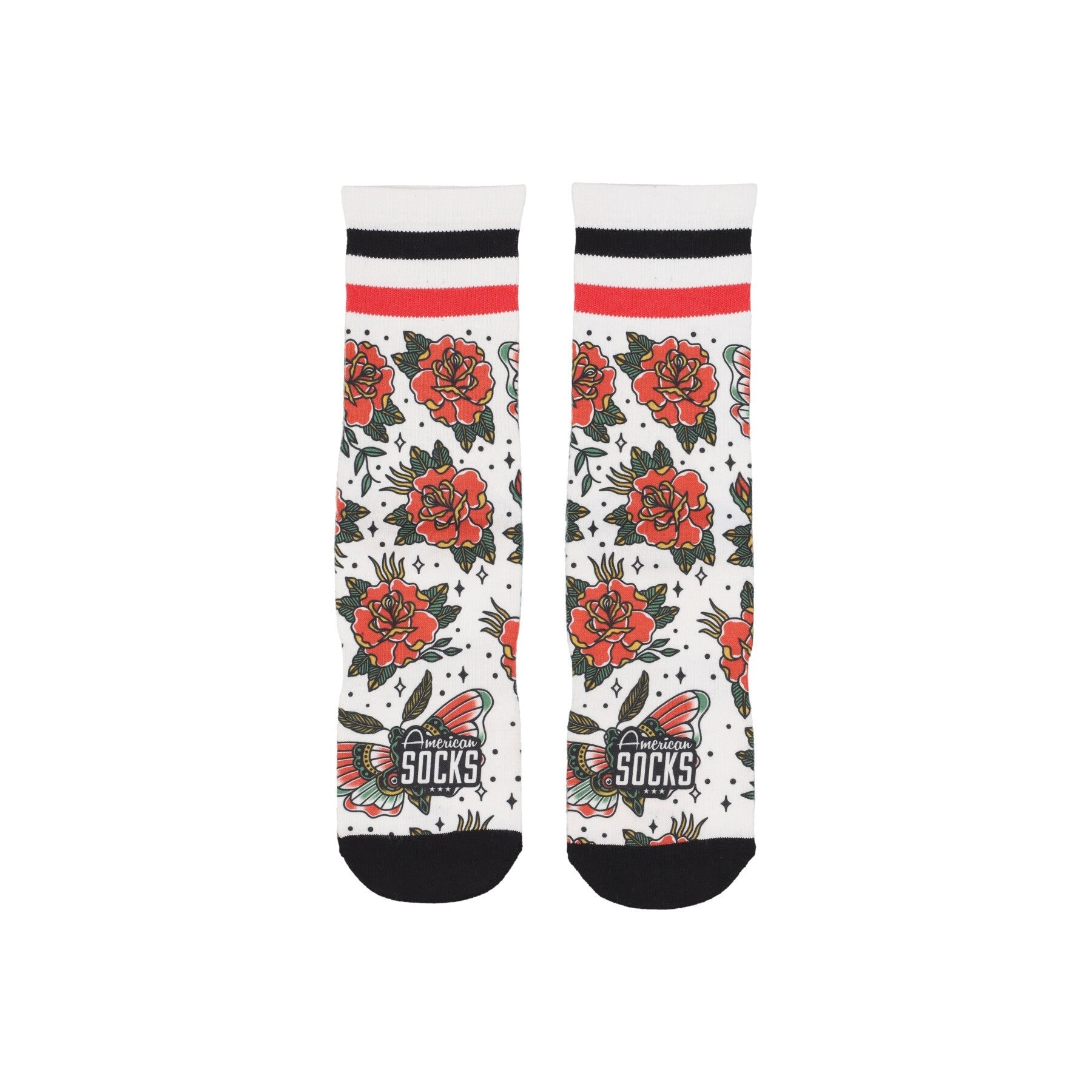 American Socks, Calza Media Uomo Signature Moth, White/multi