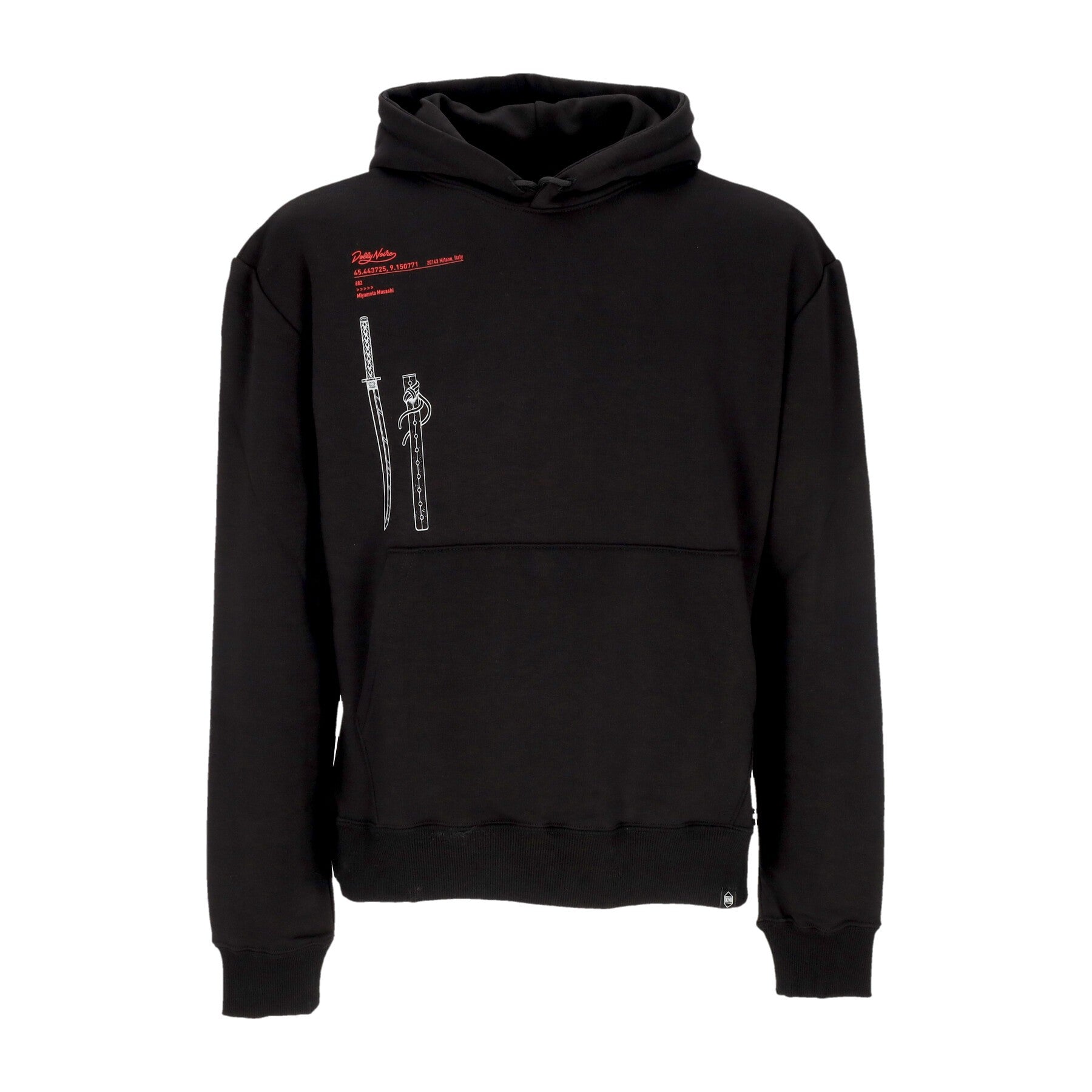 Dolly Noire, Felpa Leggera Cappuccio Uomo Myamoto Musashi Hoodie, Black