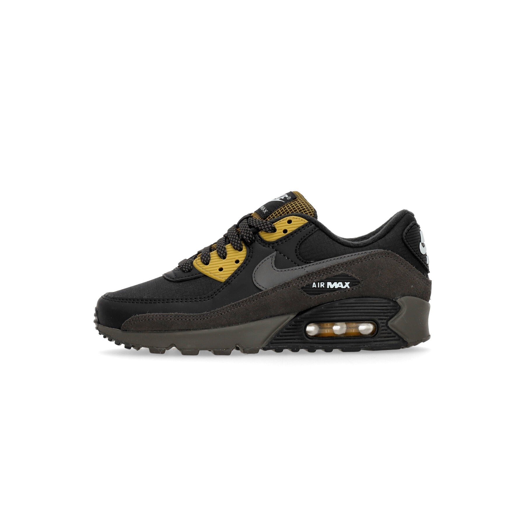 Nike, Scarpa Bassa Uomo Air Max 90, Black/medium Ash/bronzine/blue Tint