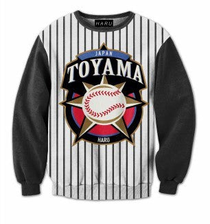 Haru, Felpa Girocollo Uomo Haru Sweatshirt Crewneck "japanese Baseball Toyama" White/darkgrey, Unico