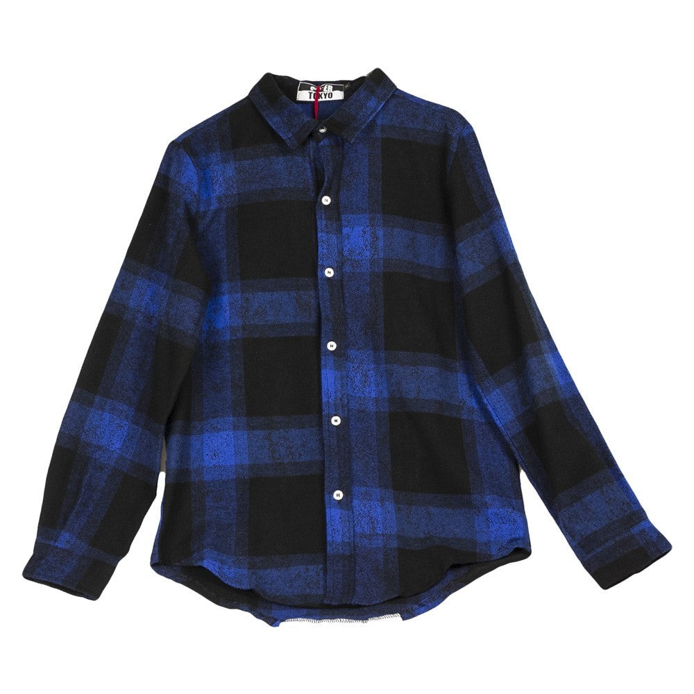 Supertokyo, Camicia Manica Lunga Uomo Camicia Tartan Stampa Die, Royal