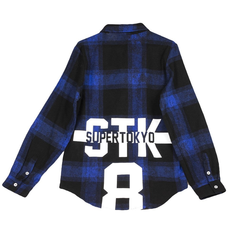 Supertokyo, Camicia Manica Lunga Uomo Camicia Tartan Stampa Die, 