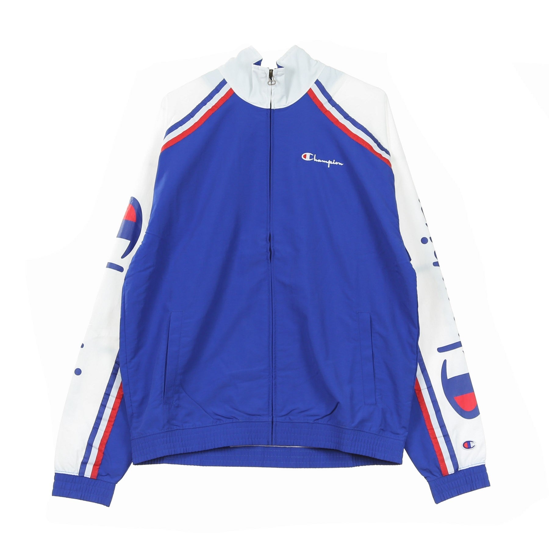 Champion, Giacca A Vento Uomo Track Top Full Zip, Blue/white