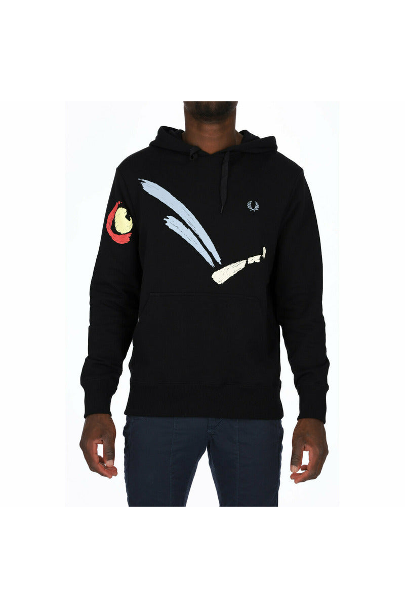 FREDPERRY M3841 felpa con cappuccio fisso e logo ricamato sul petto