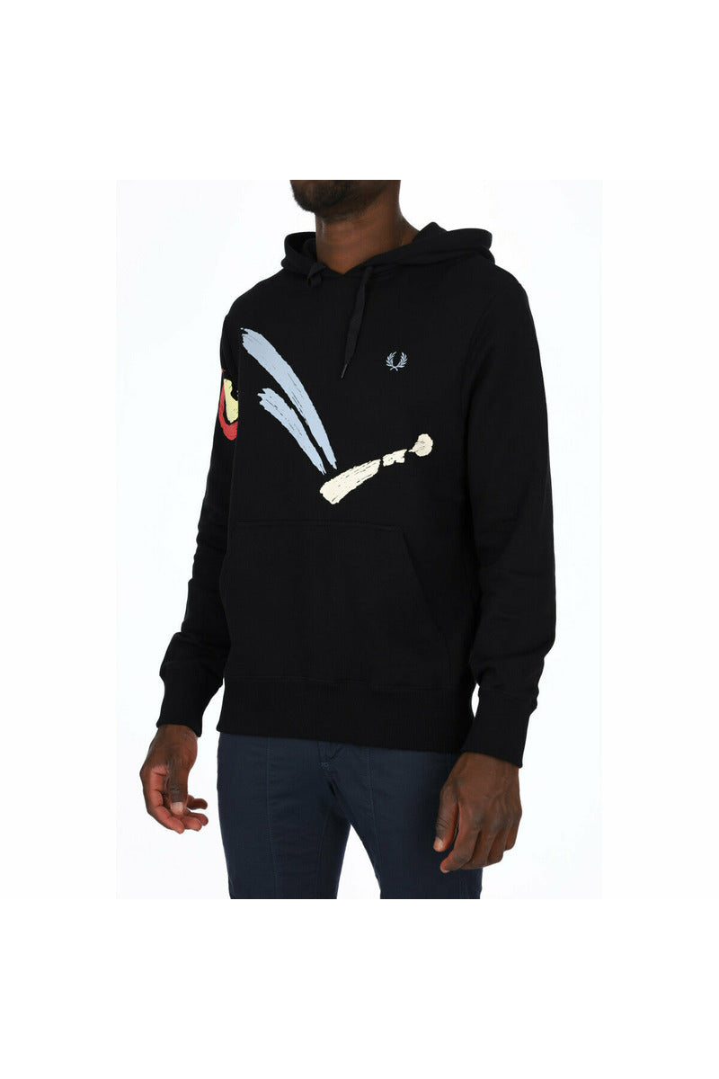 FREDPERRY M3841 felpa con cappuccio fisso e logo ricamato sul petto