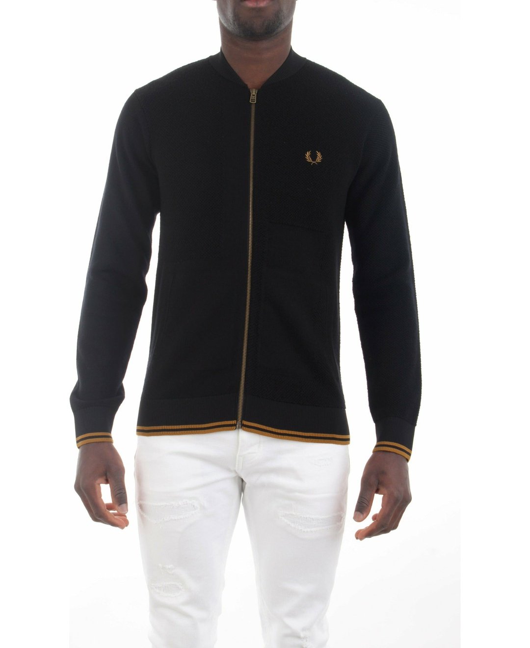 Fred Perry K2556 cardigan con zip e dettagli a contrasto