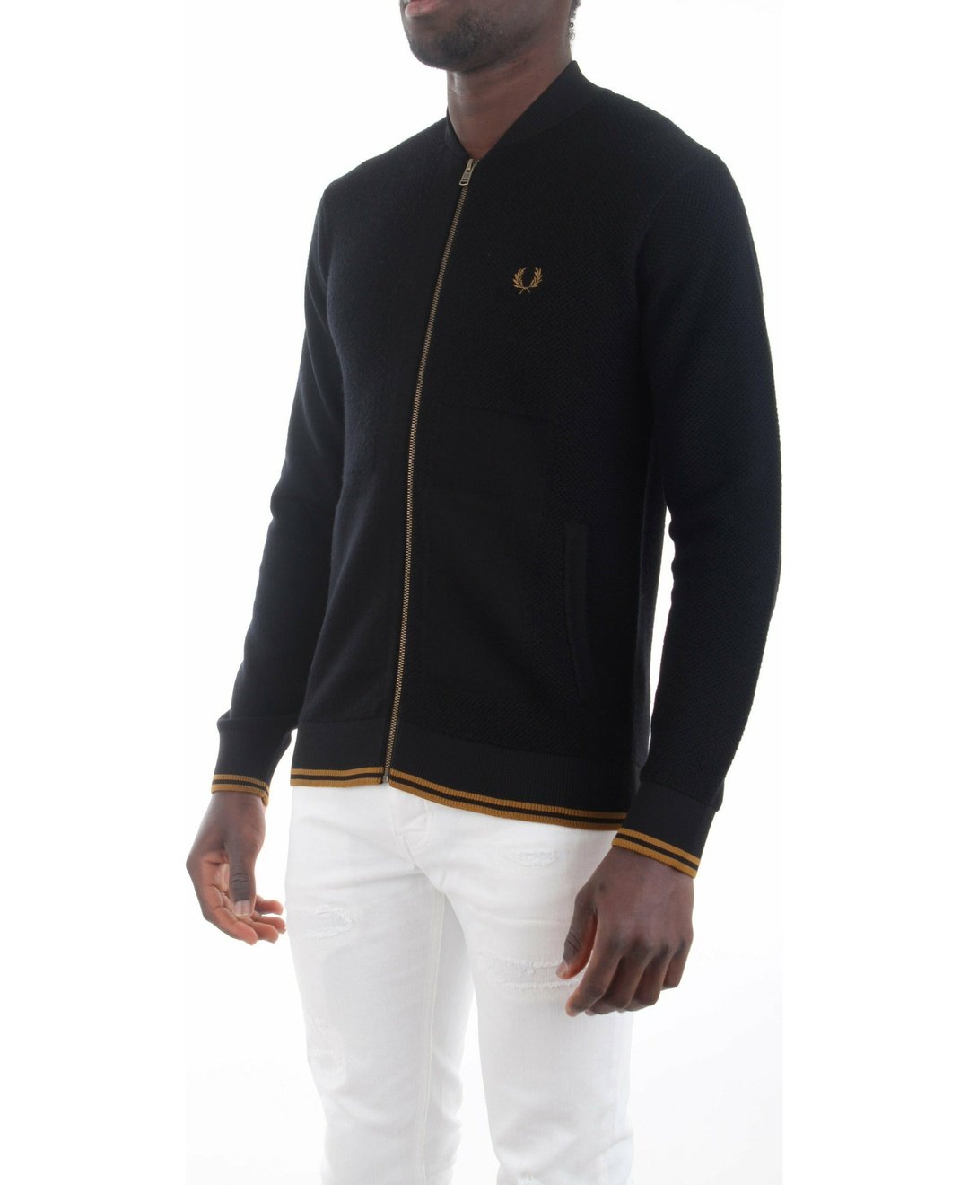 Fred Perry K2556 cardigan con zip e dettagli a contrasto