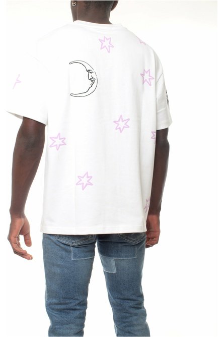 ACUPUNCTURE STAR MOON T-SHIRT t-shirt over manica corta con logo frontale e stampa sul retro