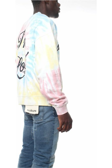 ACUPUNCTURE TIE-DYE CREWNECK felpa girocollo effetto tre-dye con coulisse e logo stampato