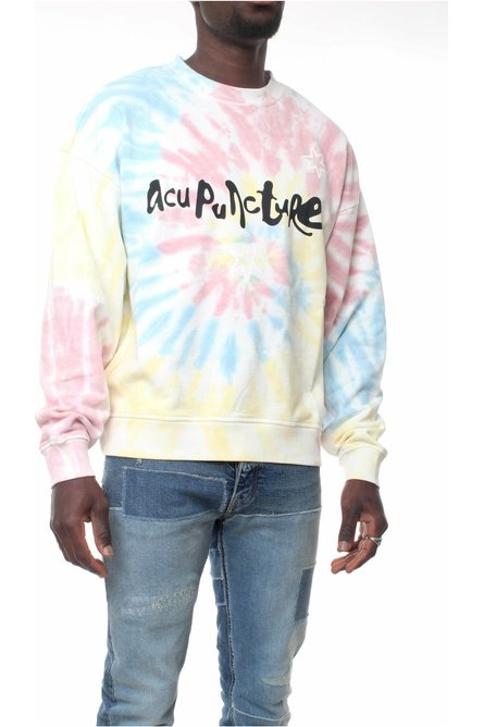 ACUPUNCTURE TIE-DYE CREWNECK felpa girocollo effetto tre-dye con coulisse e logo stampato