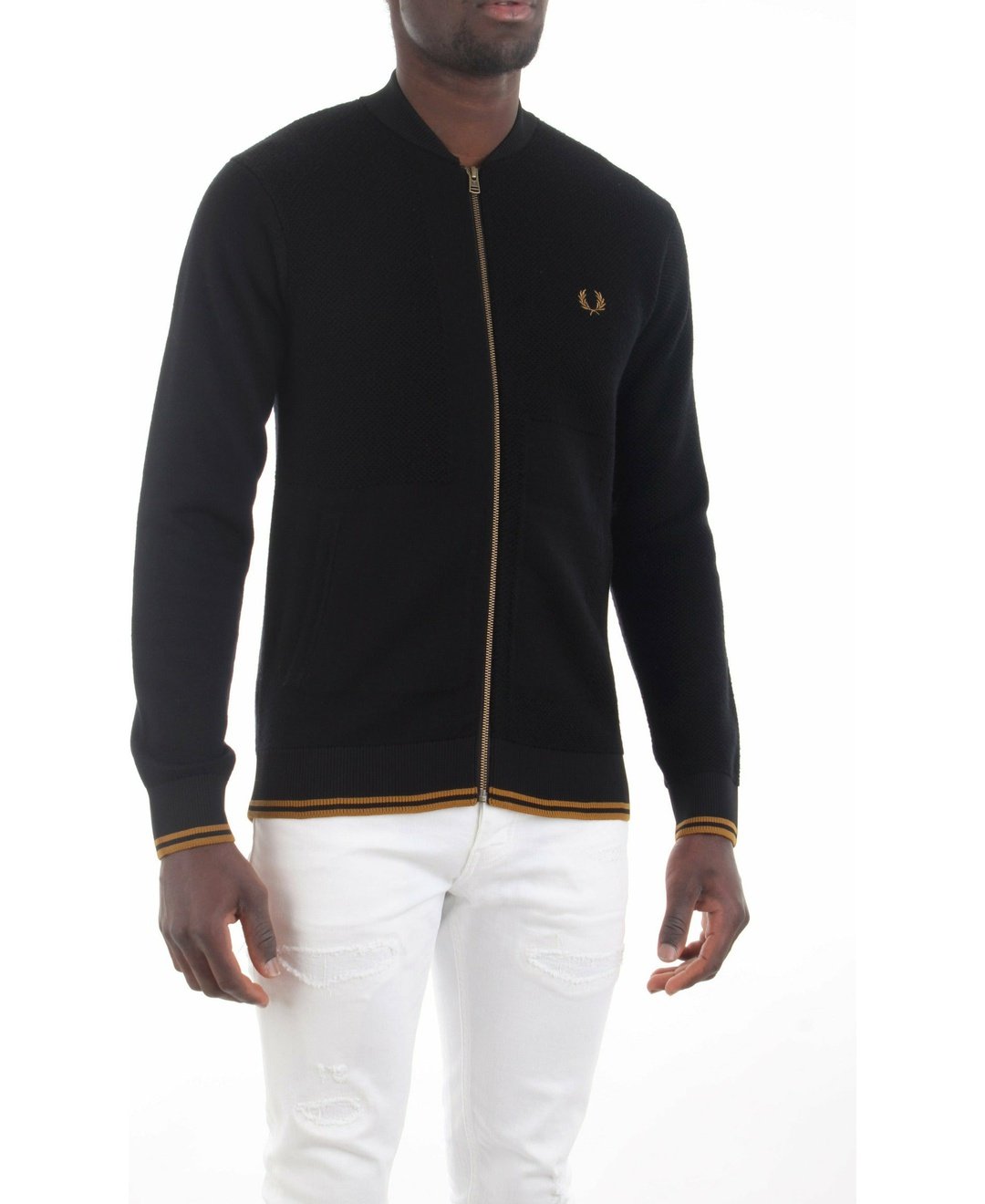 Fred Perry K2556 cardigan con zip e dettagli a contrasto